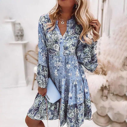Blaire | Mehrfarbiges Sommerkleid mit V-Ausschnitt