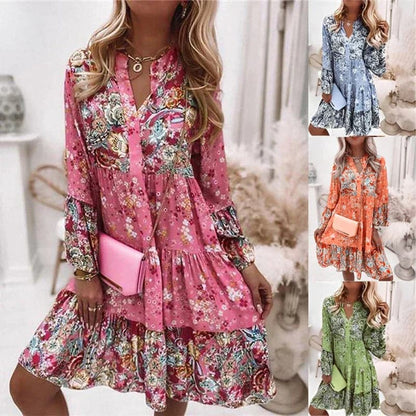 Blaire | Mehrfarbiges Sommerkleid mit V-Ausschnitt