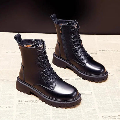 Althaia | Schwarze Winterstiefel aus Leder