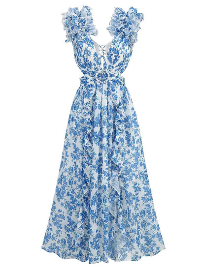 Daniela | Maxikleid mit Rüschenausschnitt für elegante Anlässe