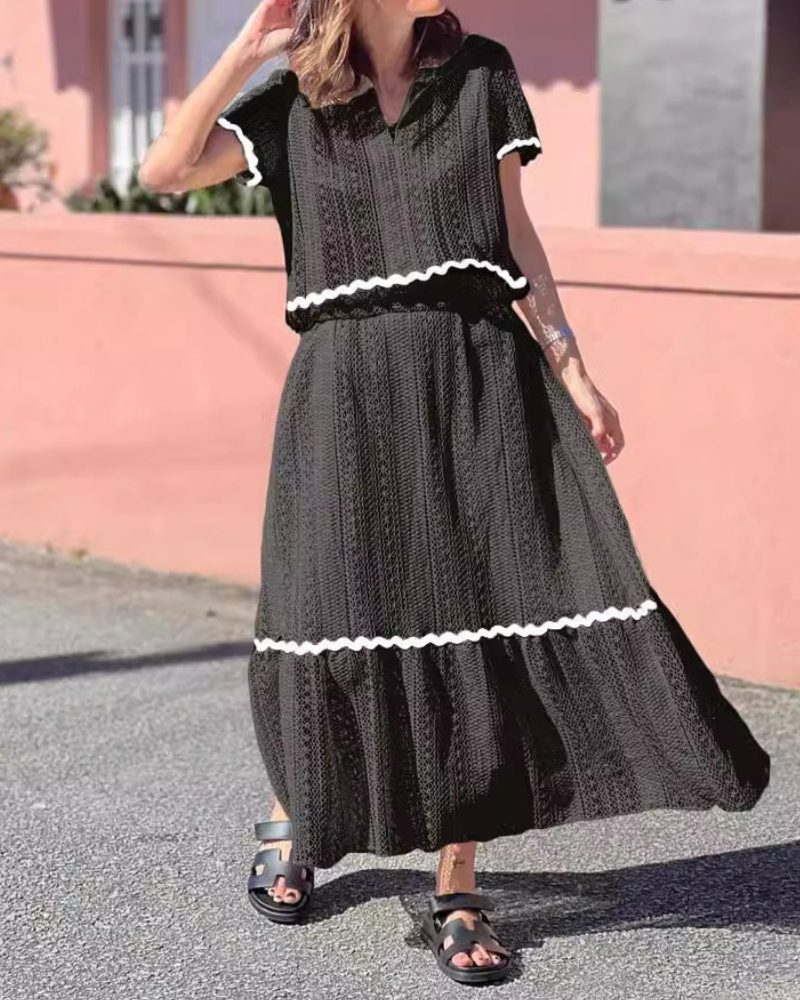 Ellaine - Elegantes Set mit Rock und lockerem Kurzarm-Top aus Spitze