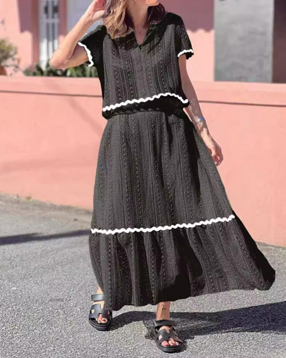 Ellaine - Elegantes Set mit Rock und lockerem Kurzarm-Top aus Spitze