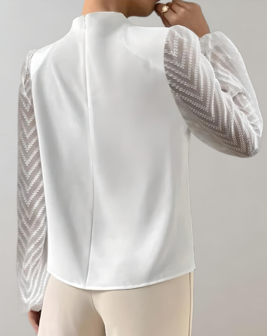 Eloise | Elegantes weißes Top mit Rundhalsausschnitt Bluse