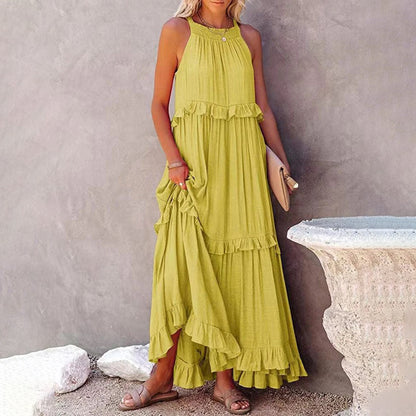 Alaina - Elegantes Maxikleid ohne Ärmel mit Volants
