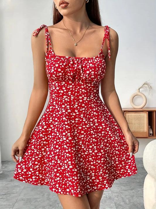 Imogen -  Elegantes Stretch-Cami-Kleid mit Blumenmuster und Taille