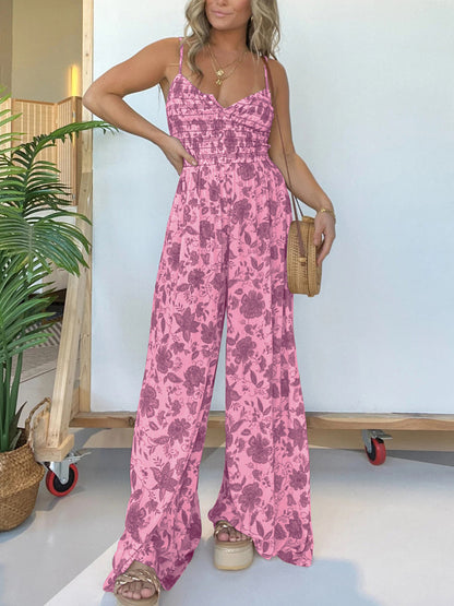 Jana – Stilvoller Blumen-Jumpsuit mit Trägern und weitem Bein