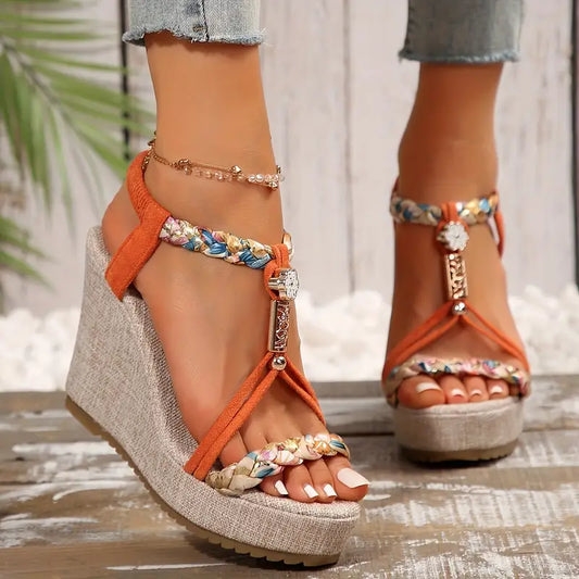 Esme | Vintage Style Frauen Sommer Wedges Sandalen
