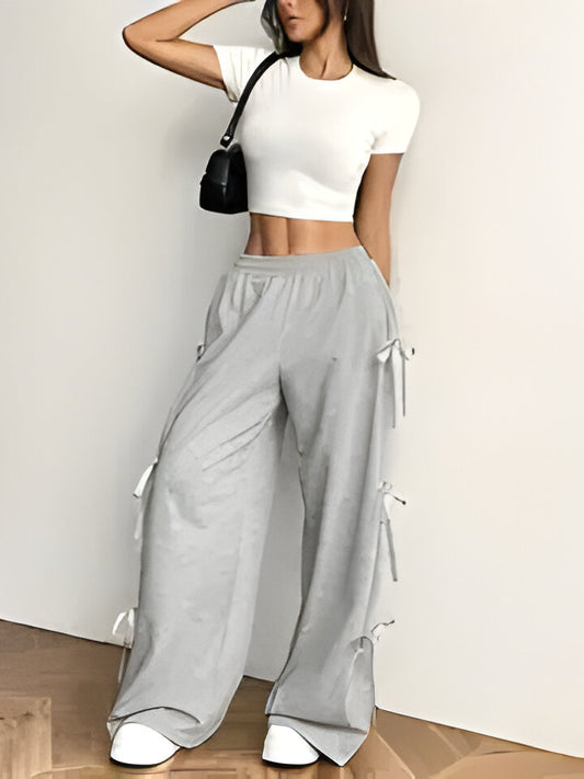 Andrea | Style Damen Polyester Hose mit weitem Bein