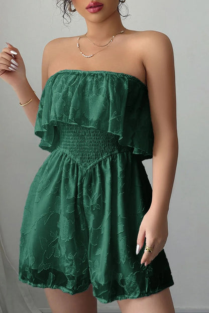 Olivia - Schulterfreier Jumpsuit mit Volants und geraffter Taille