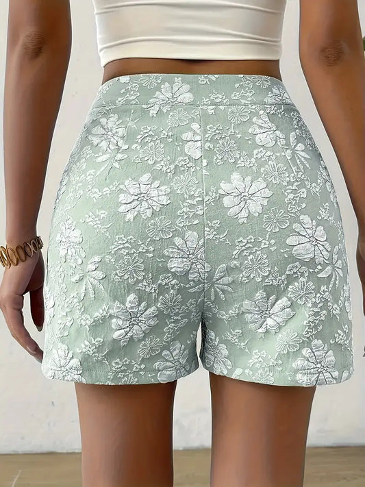 Estelle | Elegante Damen Shorts aus geblümtem Jacquard für die Freizeit