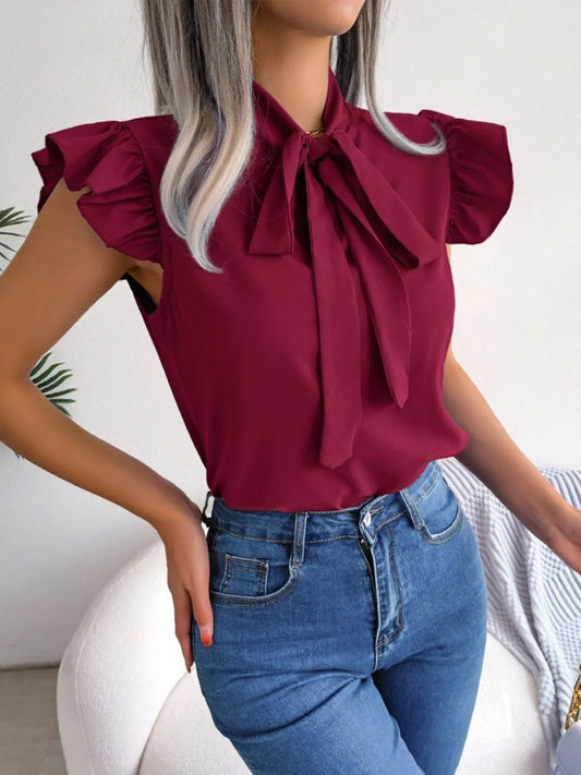 Marielle - Bluse mit Volants und Schleifendetail