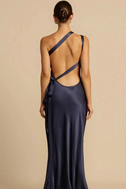 Thelma | Ein-Schulter-Satin-Abendkleid