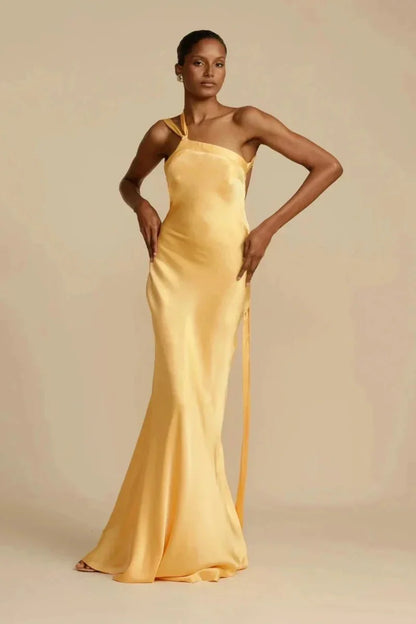 Thelma | Ein-Schulter-Satin-Abendkleid