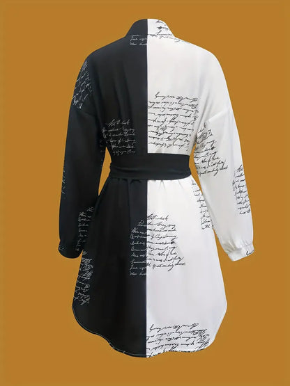 Talia | Color-Block Button-Front Hemdblusenkleid