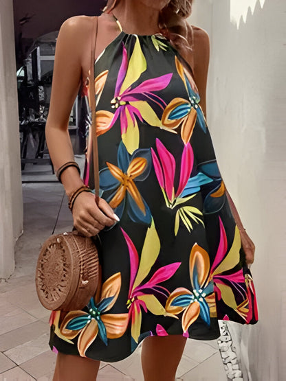 Heidi | Elegantes ärmelloses Kleid mit Blumendruck für Frauen