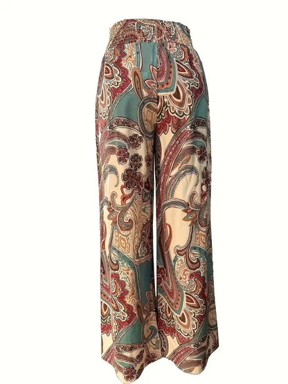 Sarah | Vibrierende Tropical Print weite Hose für Frauen