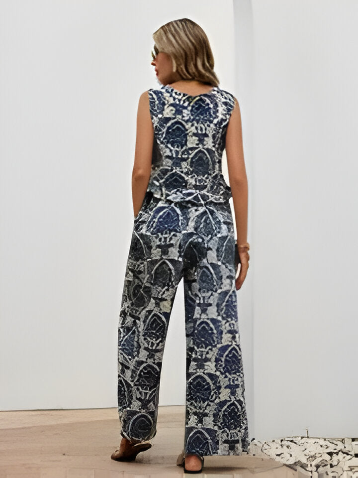 Ava | Ärmelloses Tank-Top mit Rundhalsausschnitt und Hosen mit weitem Bein Outfits