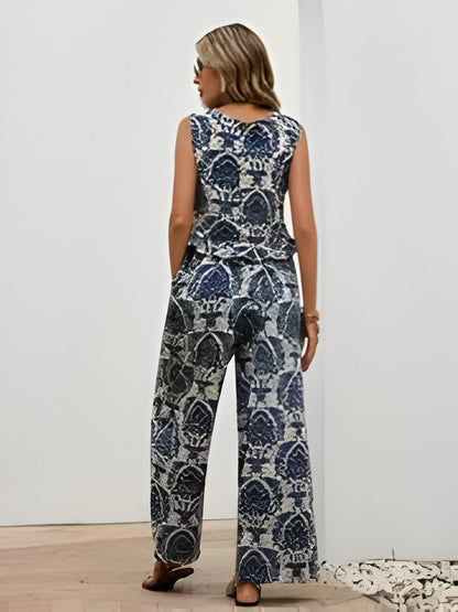 Ava | Ärmelloses Tank-Top mit Rundhalsausschnitt und Hosen mit weitem Bein Outfits