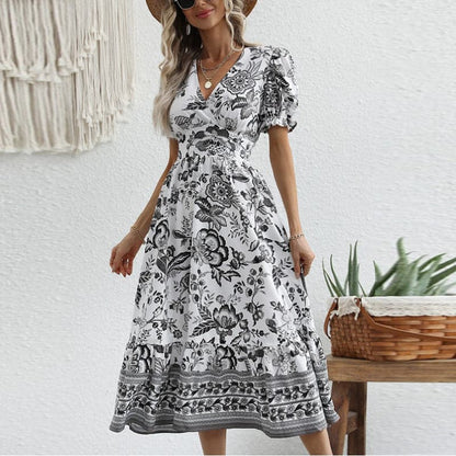 Briella | Langes, bequemes Sommerkleid mit V-Ausschnitt