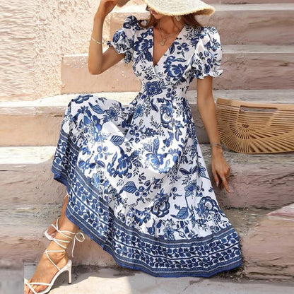 Briella | Langes, bequemes Sommerkleid mit V-Ausschnitt