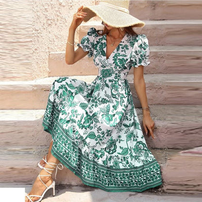 Briella | Langes, bequemes Sommerkleid mit V-Ausschnitt