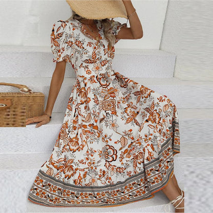 Briella | Langes, bequemes Sommerkleid mit V-Ausschnitt