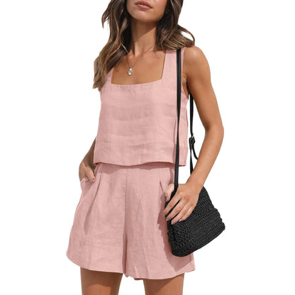 Chloe - Oberteil mit quadratischem Ausschnitt und Taschenshorts im Set