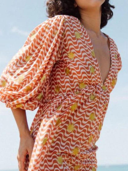Desiree | Bedrucktes Kleid mit Manschetten