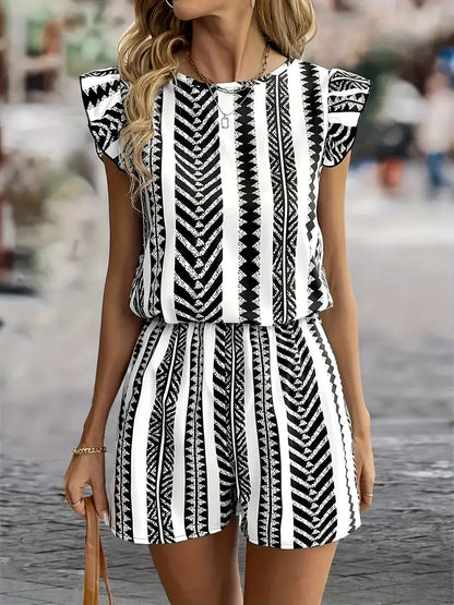 Aria - Eleganter gestreifter Print-Romper für Frauen