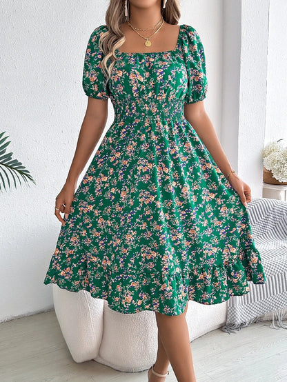 Ella | Feminines Blumenkleid mit Puffärmeln
