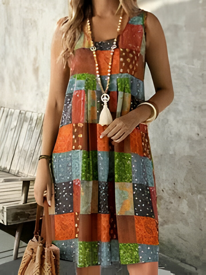 Elsie | Vintage Boho Patchwork Kleid für Frauen