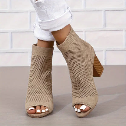 Frieda -  Atmungsaktiver Strickstoff Elegante High Heels für Frauen