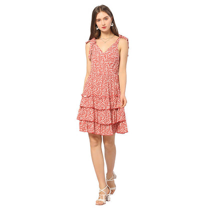 Rina - Französisches Blumenkleid mit V-Ausschnitt