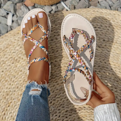 Hallie | Flache böhmische Sandalen für Frauen