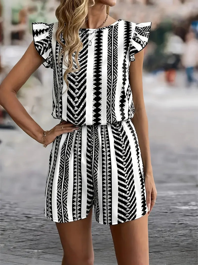 Aria - Eleganter gestreifter Print-Romper für Frauen