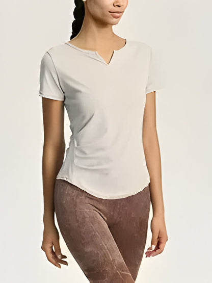 Ashley | Kurzärmeliges Yoga T-Shirt mit V-Ausschnitt für Frauen