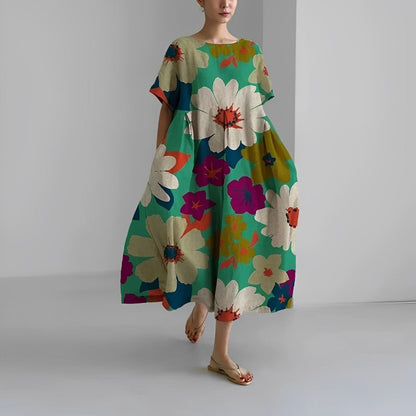 Caroline - Lässiges, lockeres, bedrucktes Kleid für Frauen