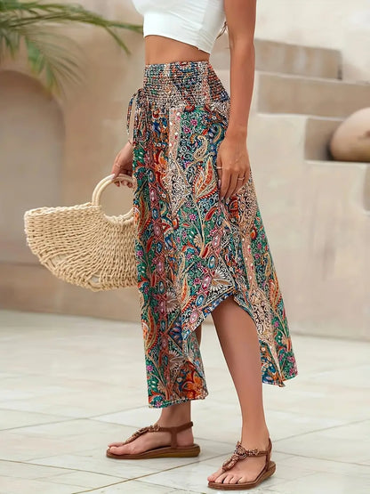 Lydia | Eleganter Maxirock mit Paisleymuster und hoher Taille und Rüschen