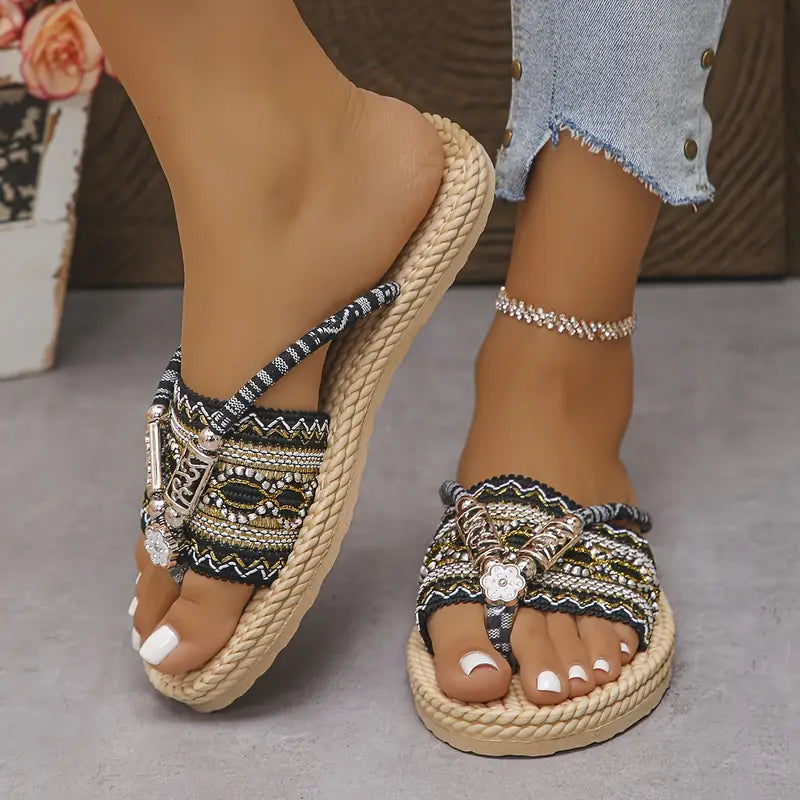 Aurora | Elegante flache Sandalen im chinesischen Ethnostil für Frauen