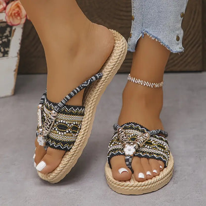 Aurora | Elegante flache Sandalen im chinesischen Ethnostil für Frauen