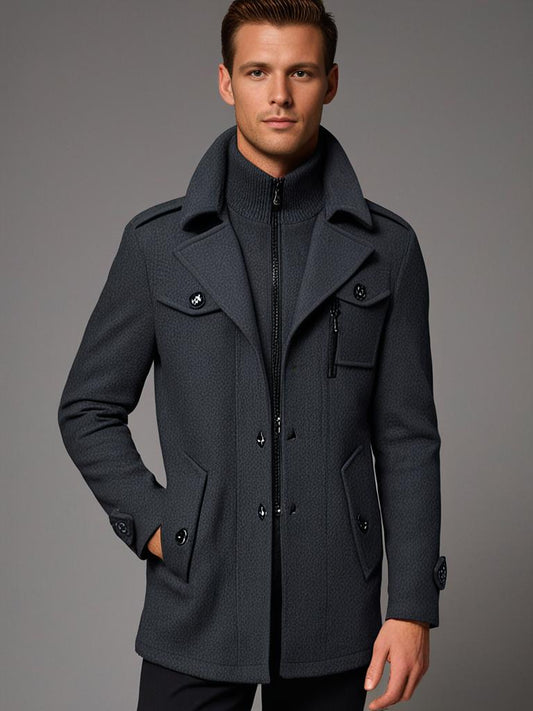 Modische Jacke mit doppeltem Kragen für Männer