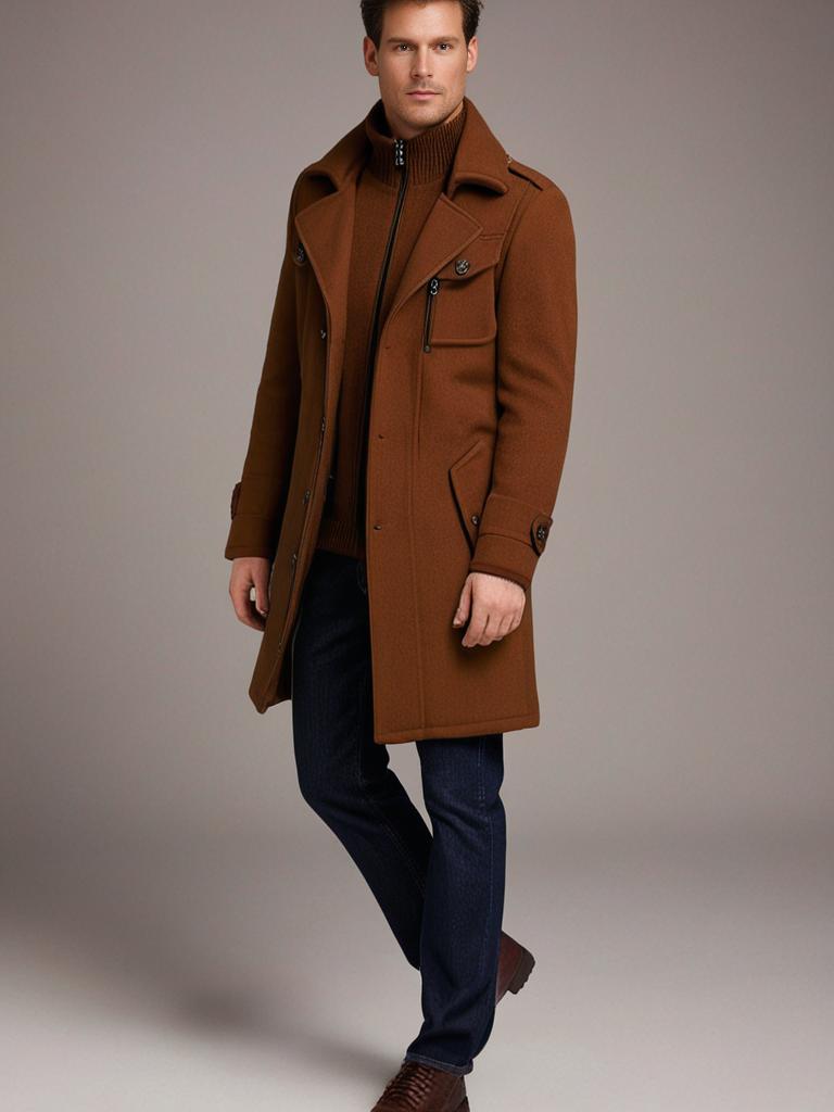 Modische Jacke mit doppeltem Kragen für Männer