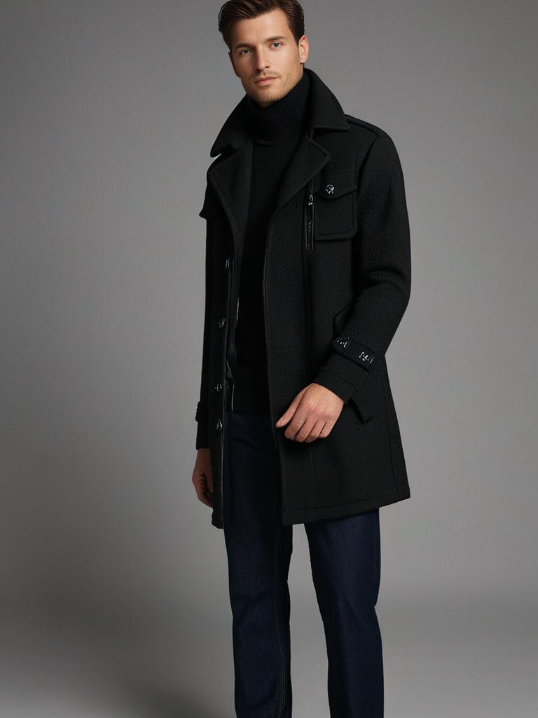 Modische Jacke mit doppeltem Kragen für Männer