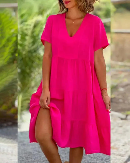 Lucy | Elegantes und fließendes Kleid mit V-Ausschnitt für Frauen