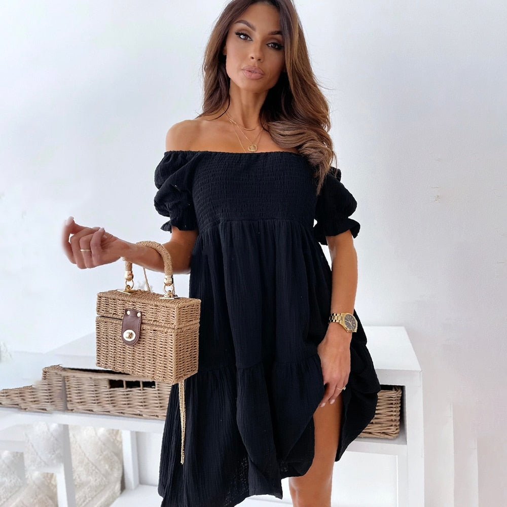 Ophrah | Schickes und elegantes schulterfreies Kleid für Frauen