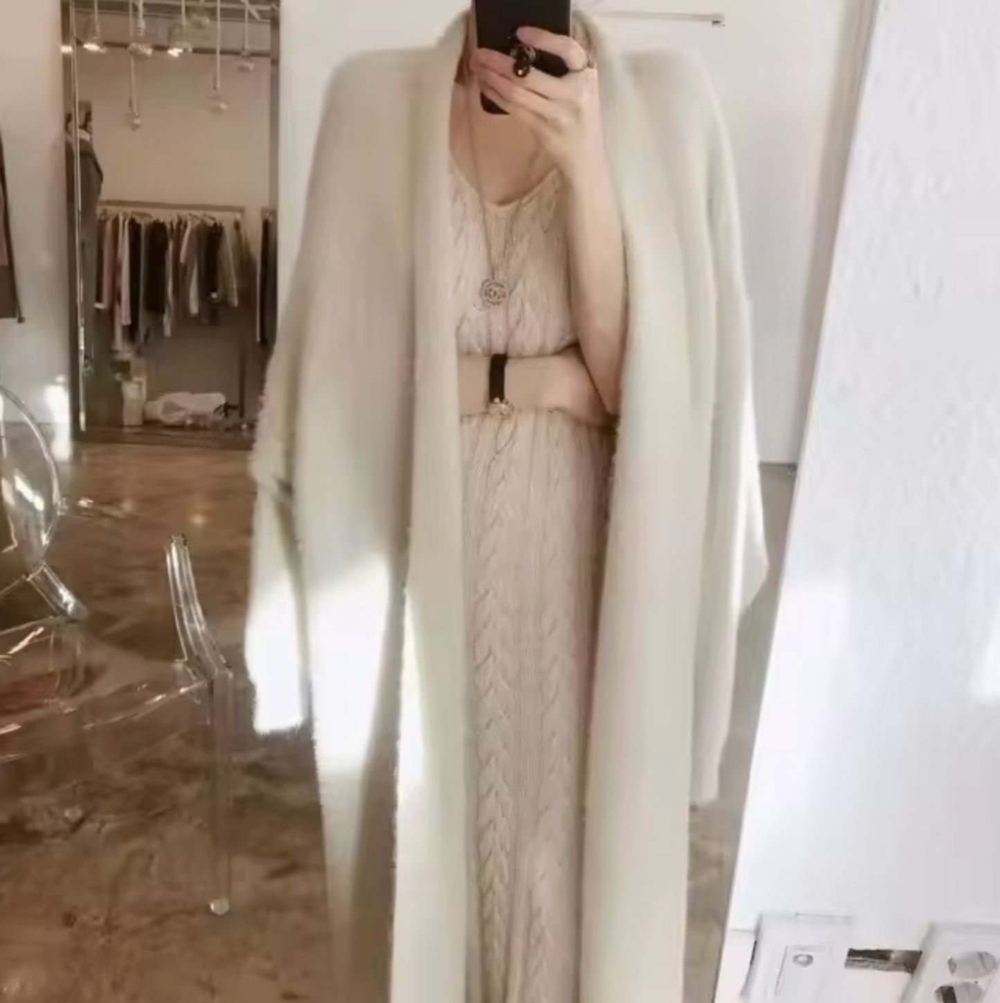 Yassi – Lange Strickjacke aus Kaschmir