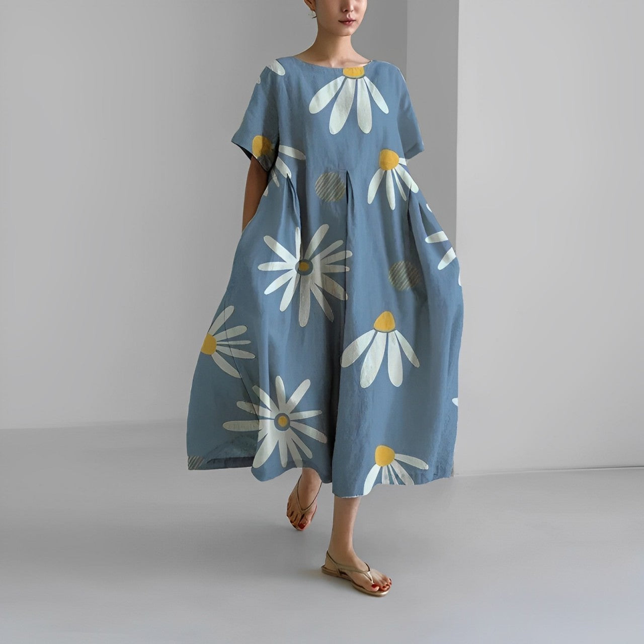 Caroline - Lässiges, lockeres, bedrucktes Kleid für Frauen